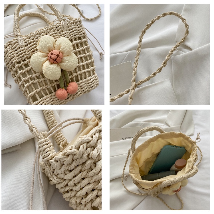 Túi xách nữ cói mini đi biển du lịch vintage đeo chéo cầm tay đẹp ROSASO TX88