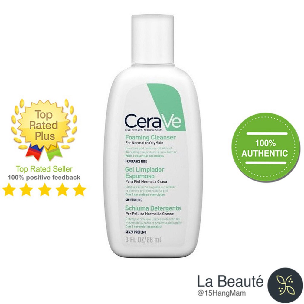 CeraVe Foaming Cleanser - Sữa Rửa Mặt Cho Da Hỗn Hợp 88ml
