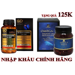 COMBO: Viên uống bổ xương khớp Glucosamine 1-A-DAY 1500MG và Viên dầu cá Hồi Dr Natural Omega 3 Salmon Oil 1000mg