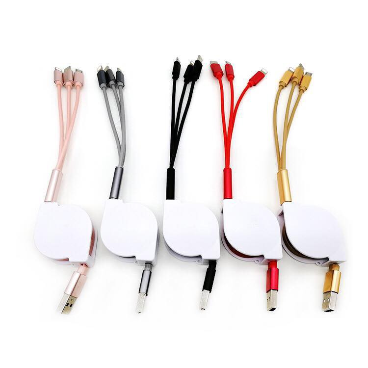 Sạc dây rút Đa Năng 3 Đầu Giao Màu Ngẫu Nhiên