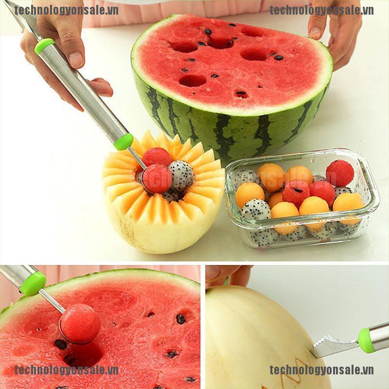 [Tech] New Stainless Steel Ice Cream Double-End Scoop Spoon Melon Baller Cutter Fruit [VN]