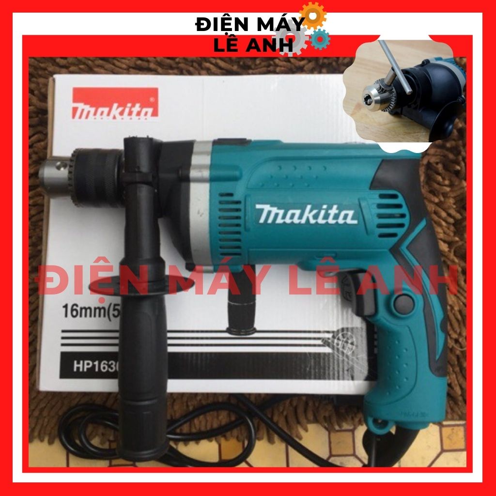 Máy khoan đục tường bê tông bắt bắn vít Makita HP1630 chính hãng đa chức năng mini giá rẻ dùng điện cầm tay