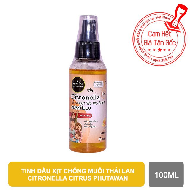 Tinh Dầu Xịt Chống Muỗi CITRONELLA Citrus PHUTAWAN 100ml - Thái Lan