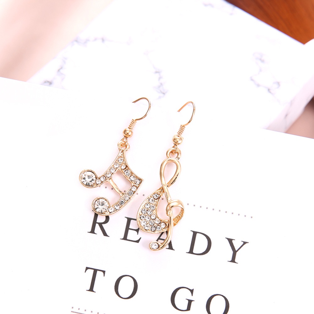 Hoa Tai Dáng Dài Hình Nốt Nhạc Đính Đá Cho Nữ