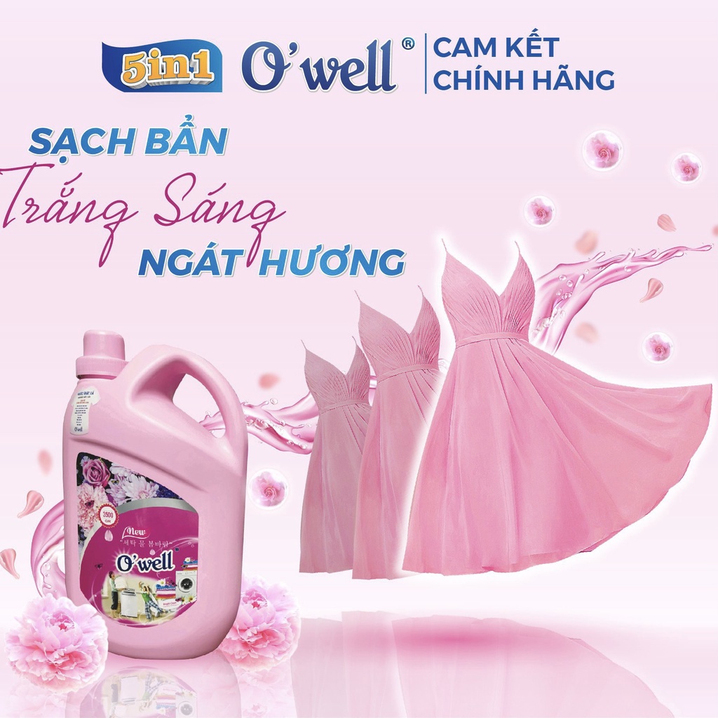 Nước Giặt Xả OWELL Trắng Sạch, Lưu Hương Thơm Lâu Chai 3.5L