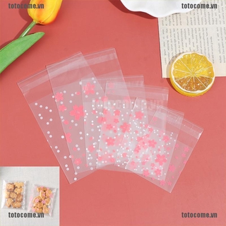 Set 100 Túi Nhựa Đựng Bánh Kẹo Họa Tiết Hoa Anh Đào Xinh Xắn