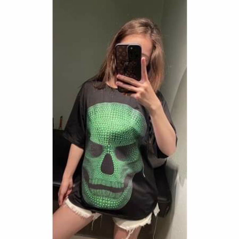 Áo phông nam nữ đầu lâu xanh