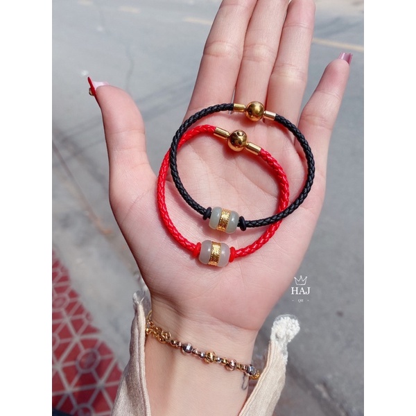 vòng tay lu trắng - dây đen đỏ xanh vàng ....