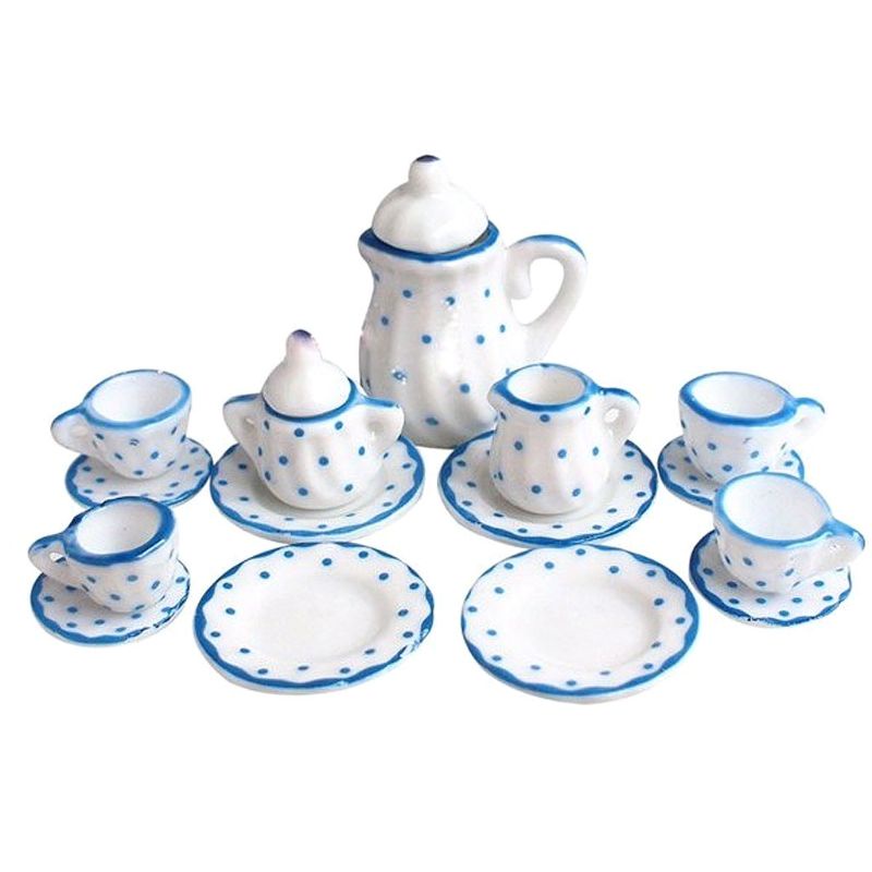 Set 12 / 15 Mô Hình Hoa Sứ Màu Xanh Dương Trang Trí Nhà Búp Bê