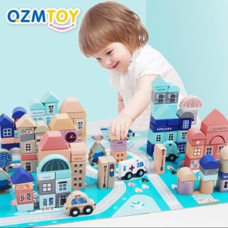 Đồ chơi viên gạch xếp hình các toà nhà thành phố ozm toy