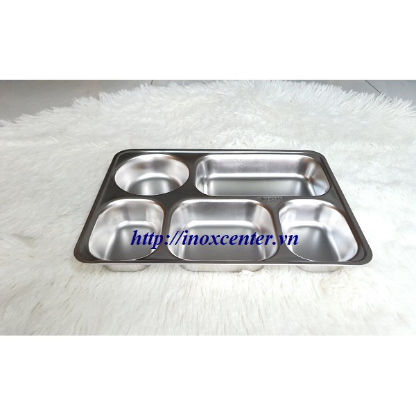 KHAY CƠM PHẦN 5 NGĂN SÂU LÒNG LỚN  inox 304 ( 33x25x4 cm )