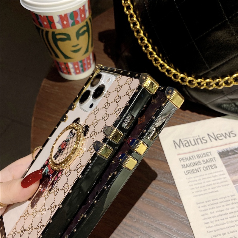 Ốp Điện Thoại Hình Vuông In Hình Gấu Hoạt Hình Cho iphone 15 14 13 12 11 pro max xs max 6s 7 8 plus