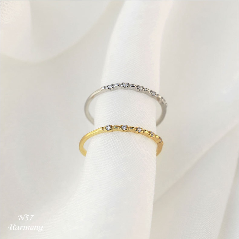 Nhẫn nữ bạc 925 cao cấp mạ vàng sóng đan đính đá nữ tính, xinh xắn, sang chảnh Gemma | HARMONY ACCESSORIES N57