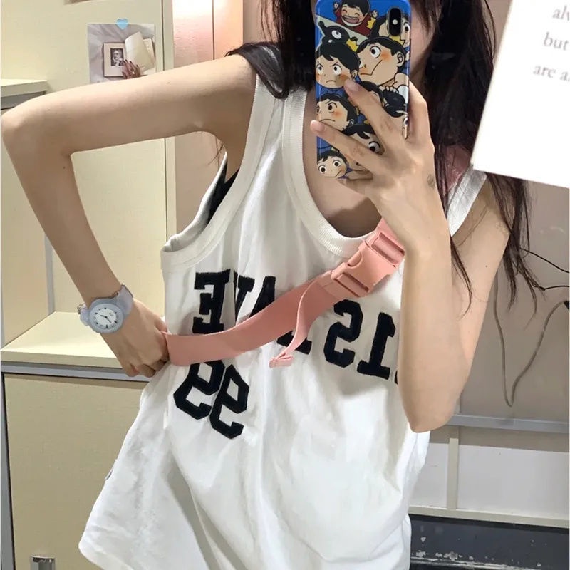 Áo Thun Ba Lỗ Thể Thao Dáng Rộng In Chữ Phong Cách Hip Hop Thời Trang Mùa Hè 2022