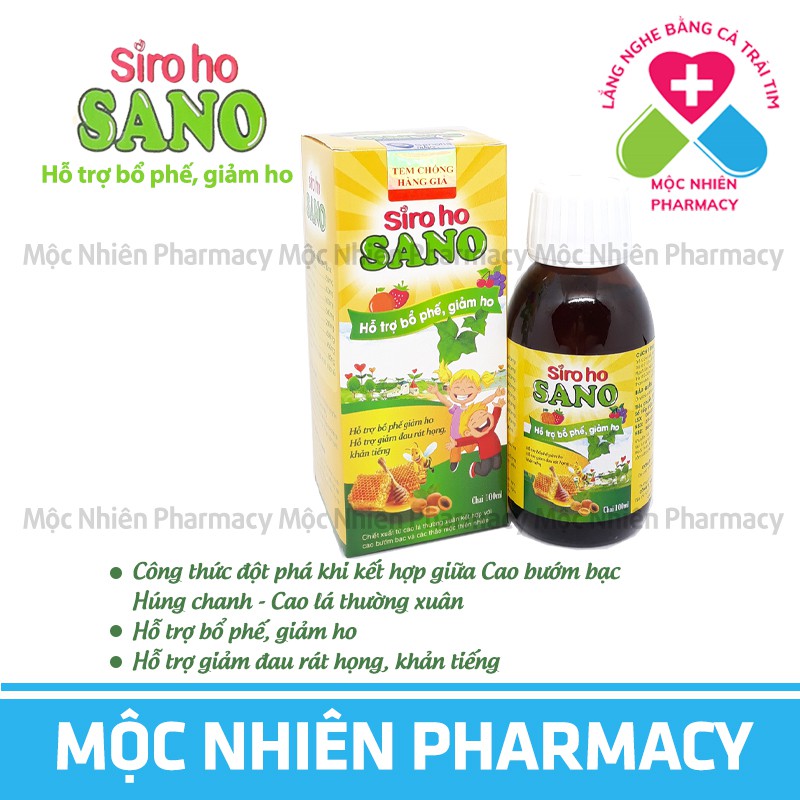 Siro Ho Cho Bé, Siro Ho Sano, Giảm Ho, Tiêu Đờm, Giảm Đau Rát Họng, Khản Tiếng