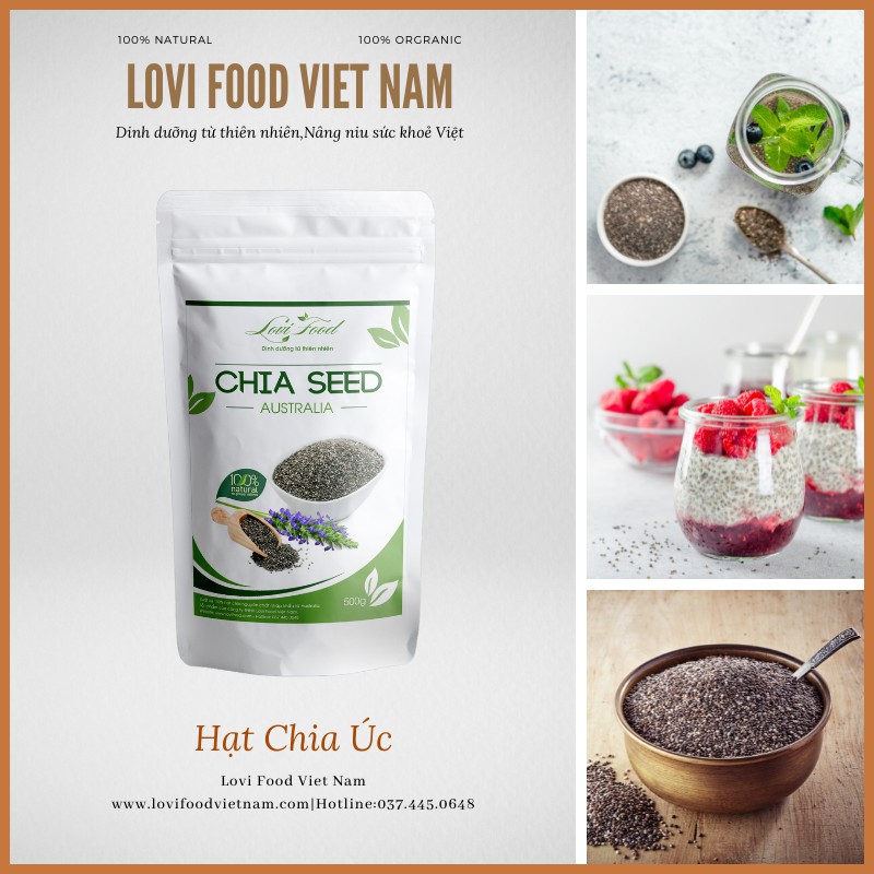 HẠT CHIA ÚC - 500gram HẠT CAO CẤP nhập khẩu trực tiếp từ Australia - Lovi Food Việt Nam