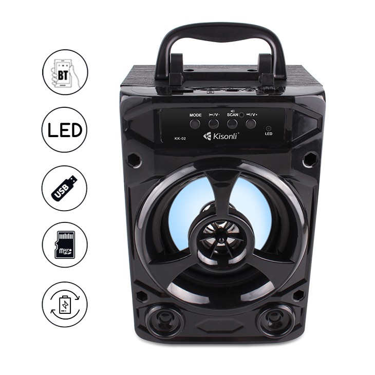 Loa bluetooth Kisonli KK-02 có quai xách - hỗ trợ USB/Thẻ nhớ/FM/AUX (Màu ngẫu nhiên)