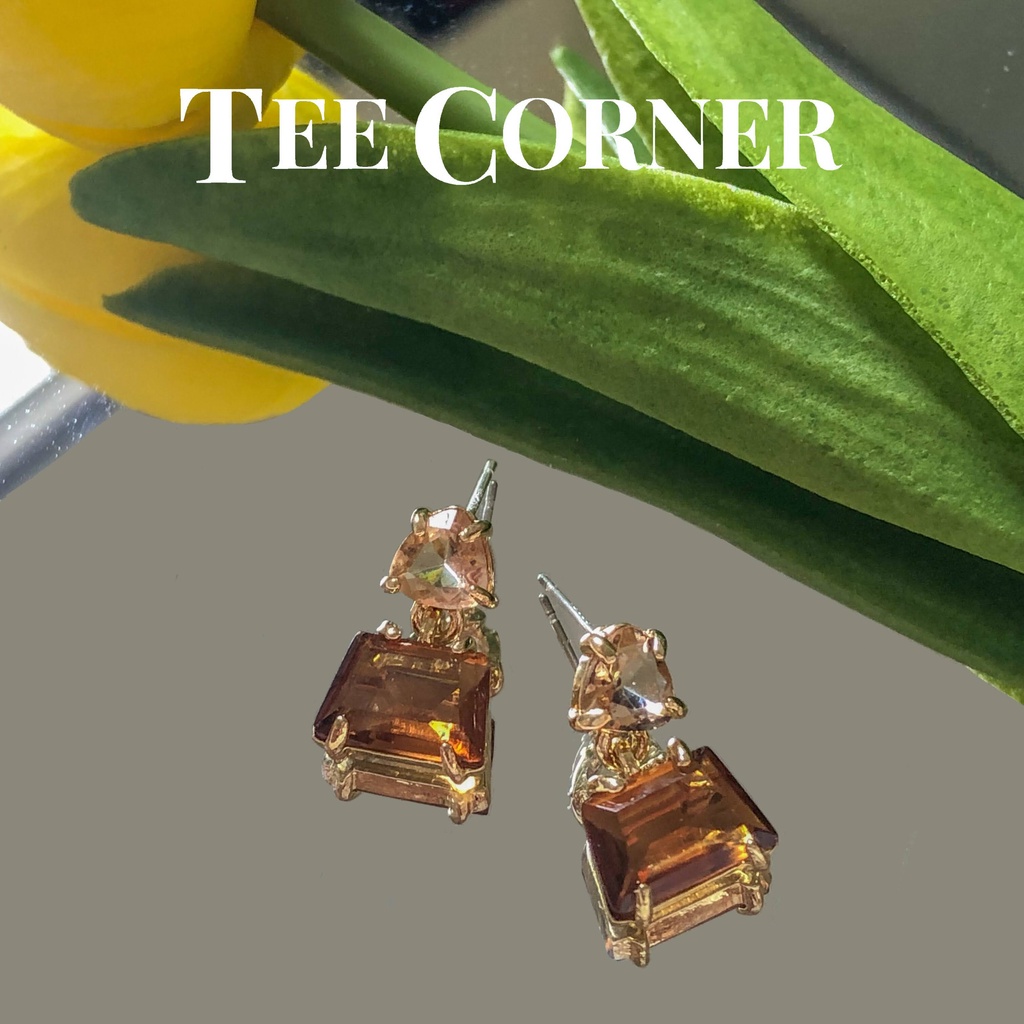 Khuyên Tai Đính Đá Hổ Phách Thời Trang