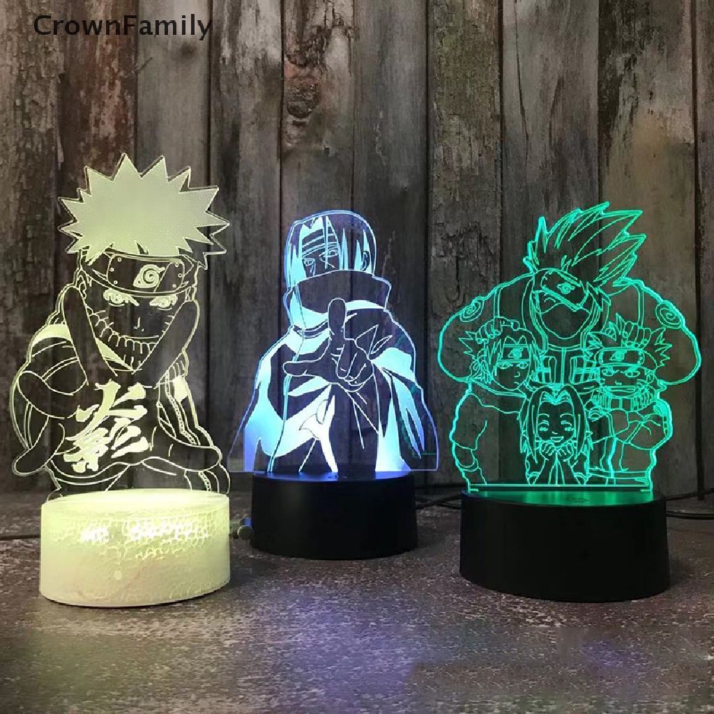 Mô Hình Nhân Vật Uzumaki Naruto Sasuke 3D Có Đèn LED