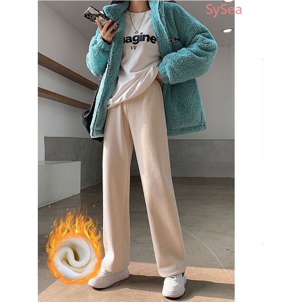 Women's Winter High Waist Korean  Solid Color Warm Culottes