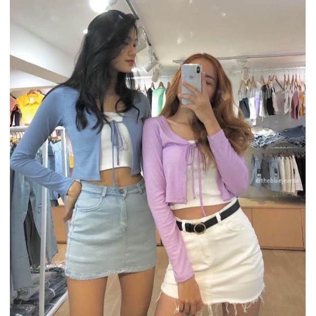 ÁO KHOÁC CROPTOP TAY DÀI CỘT DÂY- MẪU HOT 2021 | BigBuy360 - bigbuy360.vn