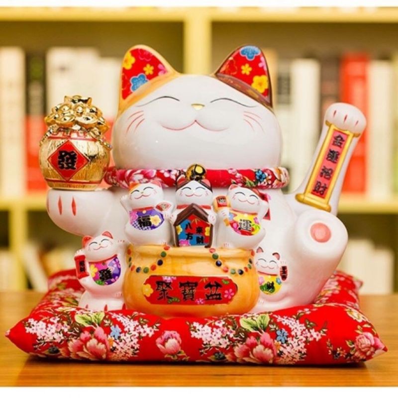 Mèo thần tài Thiên kim vạn lượng may mắn 20cm- 26cm -30cm (có3 size)