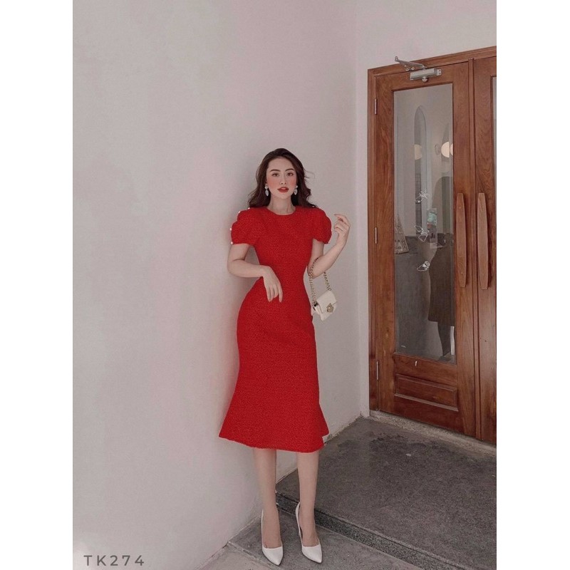 Đầm Gấm Tafta Nữ Dáng Dài Đuôi Cá - Váy Nữ Ôm Body Hách Dáng