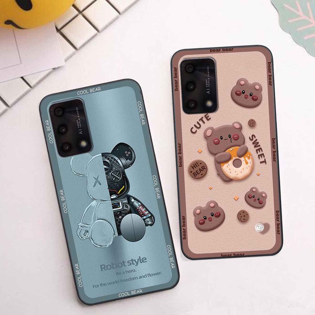Ốp Oppo A74 / A94 / A95 bear brick, gấu đáng yêu, dễ thương
