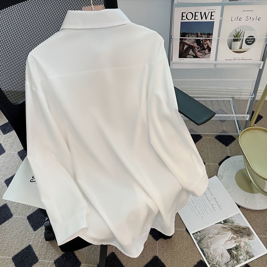 Áo Sơ Mi Trắng Dáng Rộng Phong Cách Cổ Điển Thời Trang Mùa Thu Mới Cho Nữ
