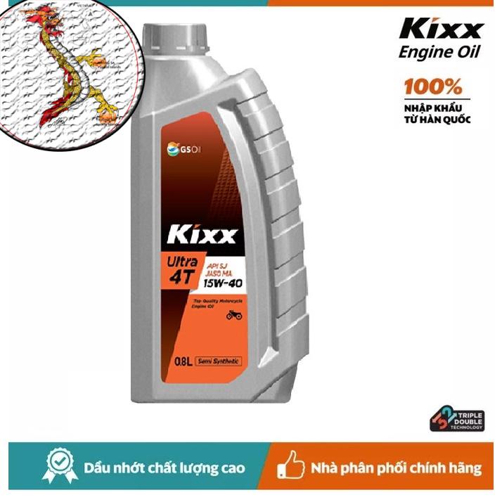 [Chính hãng]  Nhớt Kixx ultra 15W40  nhập khẩu Hàn Quốc 800ml, nhớt kixx 15W40 cho xe máy xe côn tay chai 800ml giá bèo