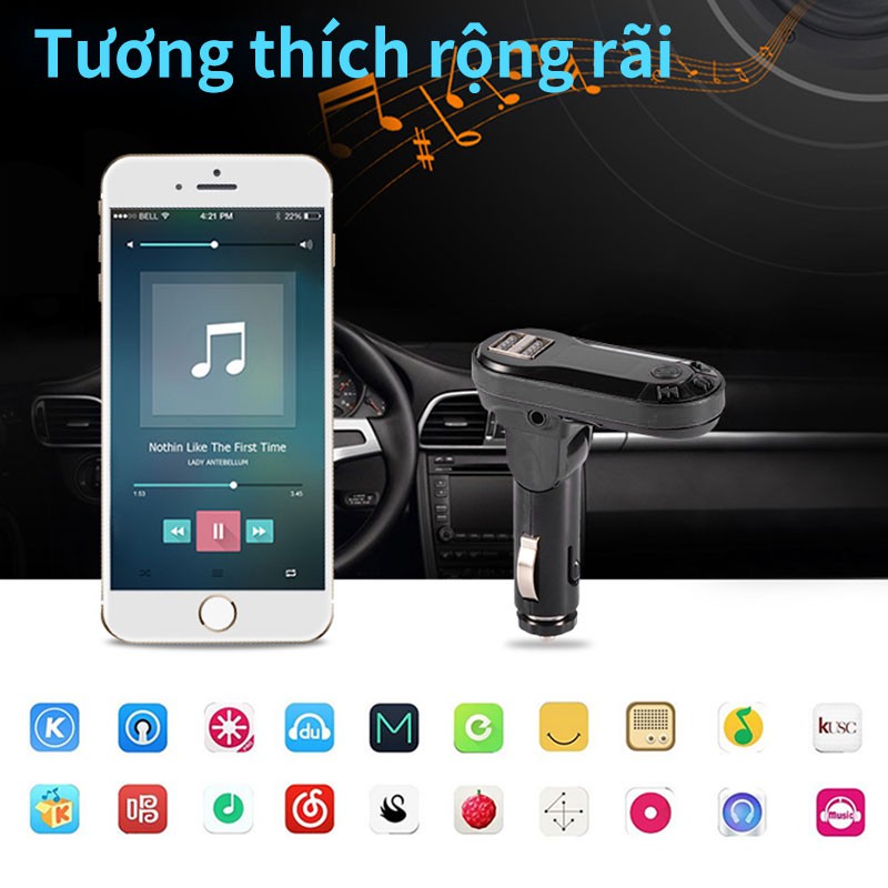 Bộ sạc ô tô USB Bluetooth I9BT 12-24V USB hỗ trợ nghe nhạc MP3 đa chức năng/ gắn thẻ nhớ TF