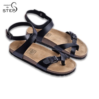 Giày đế trấu Unisex Da tổng hợp Quai xỏ ngón hậu quấn