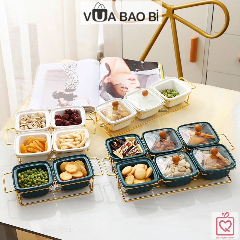 Khay mứt hũ đựng bánh kẹo hoa quả nắp Trong Suốt, hộp đựng hạt khô thực phẩm giá sắt sang trọng VUABAOBI