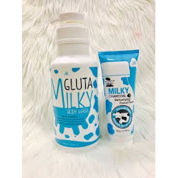 Sữa tắm trắng Gluta Milk 800ml tặng sữa rửa mặt190g