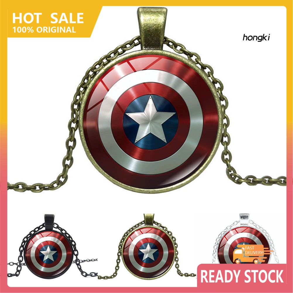 vòng cổ Mặt Tròn Họa Tiết Biểu Tượng Siêu Anh Hùng Độc Đáo