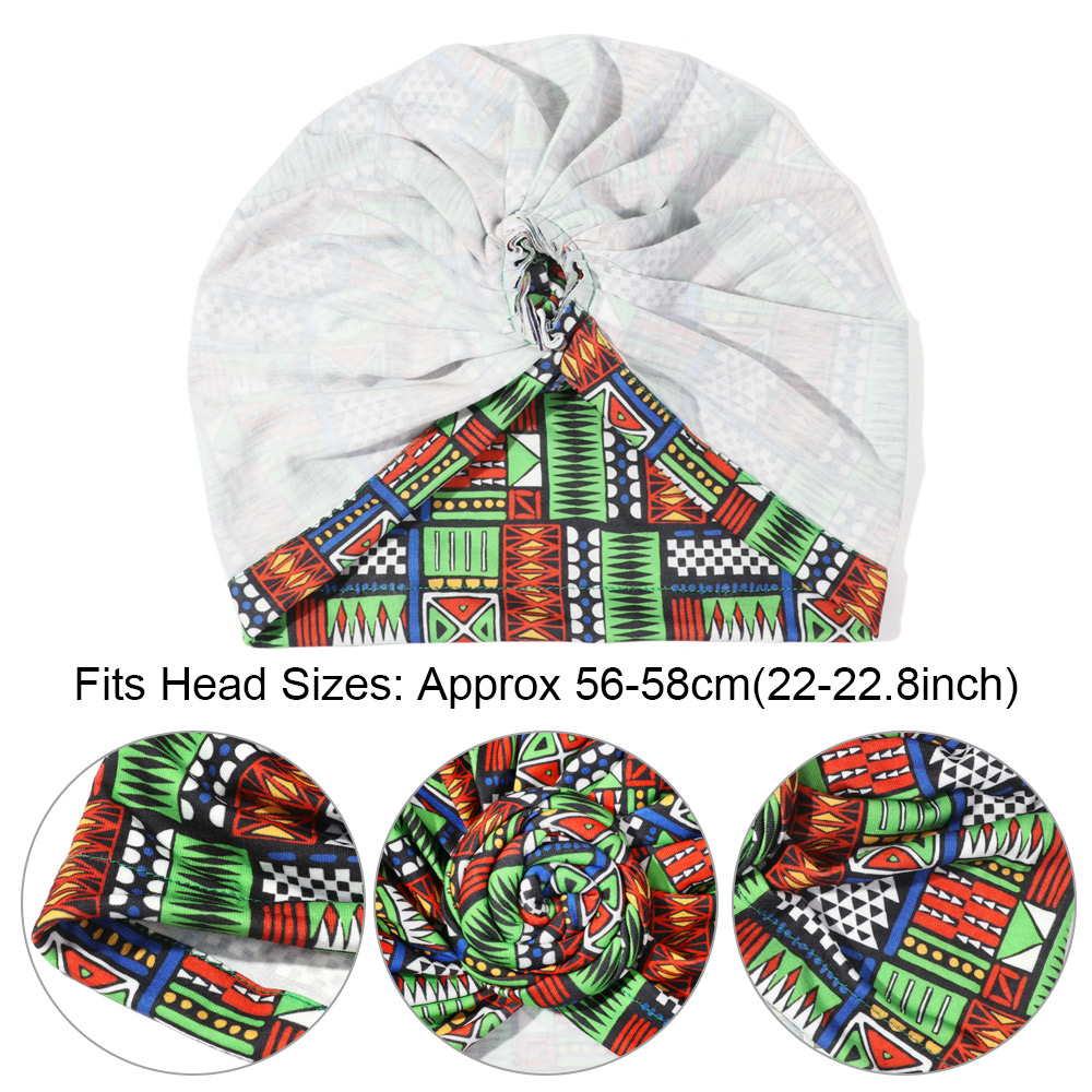 Mũ Turban Thắt Nút Bằng Cotton Satin Mềm Mại In Họa Tiết Hoa Phong Cách Châu Phi Cho Nữ