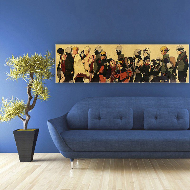 Tấm áp phích dán tường giấy kraft hình nhân vật anime Naruto phong cách retro trang trí phòng ngủ/quán cà phê/bar