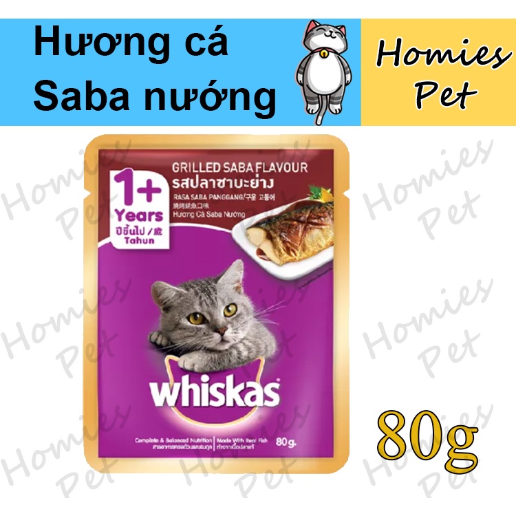 Pate whiskas gói 80g, thức ăn cho mèo - Homies Pet