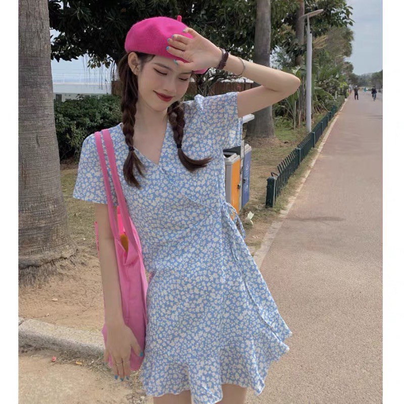 Váy đầm hoa nhí đuôi cá dáng ngắn phong cách ulzzang Hàn Quốc xixeoshop - V38 | BigBuy360 - bigbuy360.vn
