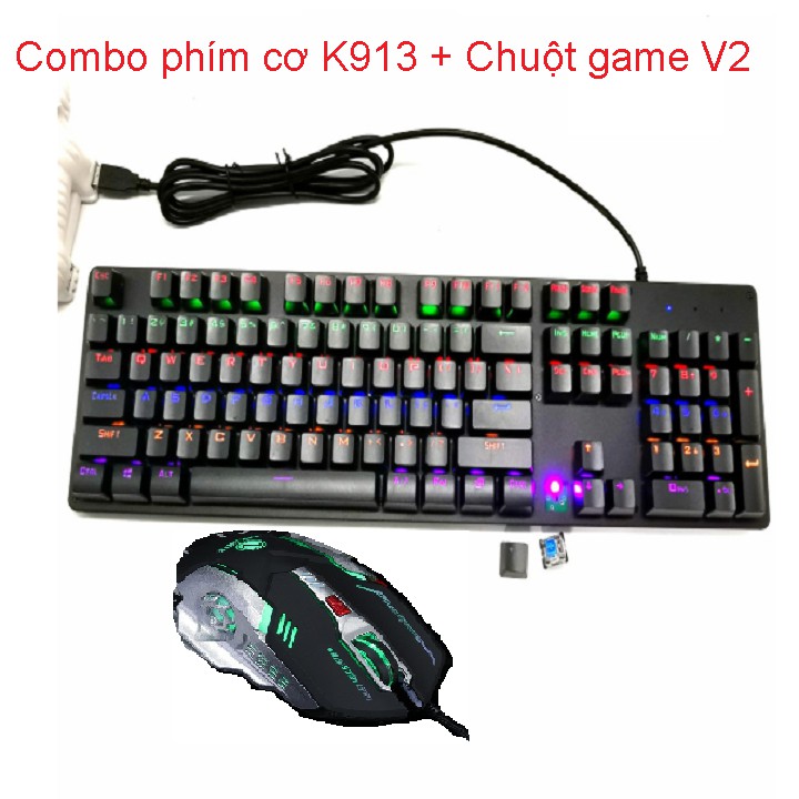 Combo Phím cơ K913 và Chuột gaming V2