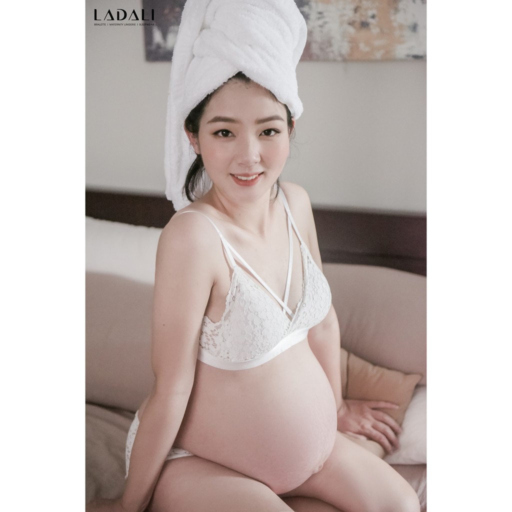 Áo Lót Bầu Cho Mẹ Ren Không Gọng Cao Cấp Màu Trắng Mặc Cả Sau Sinh (Hàng Thiết Kế Ladali)
