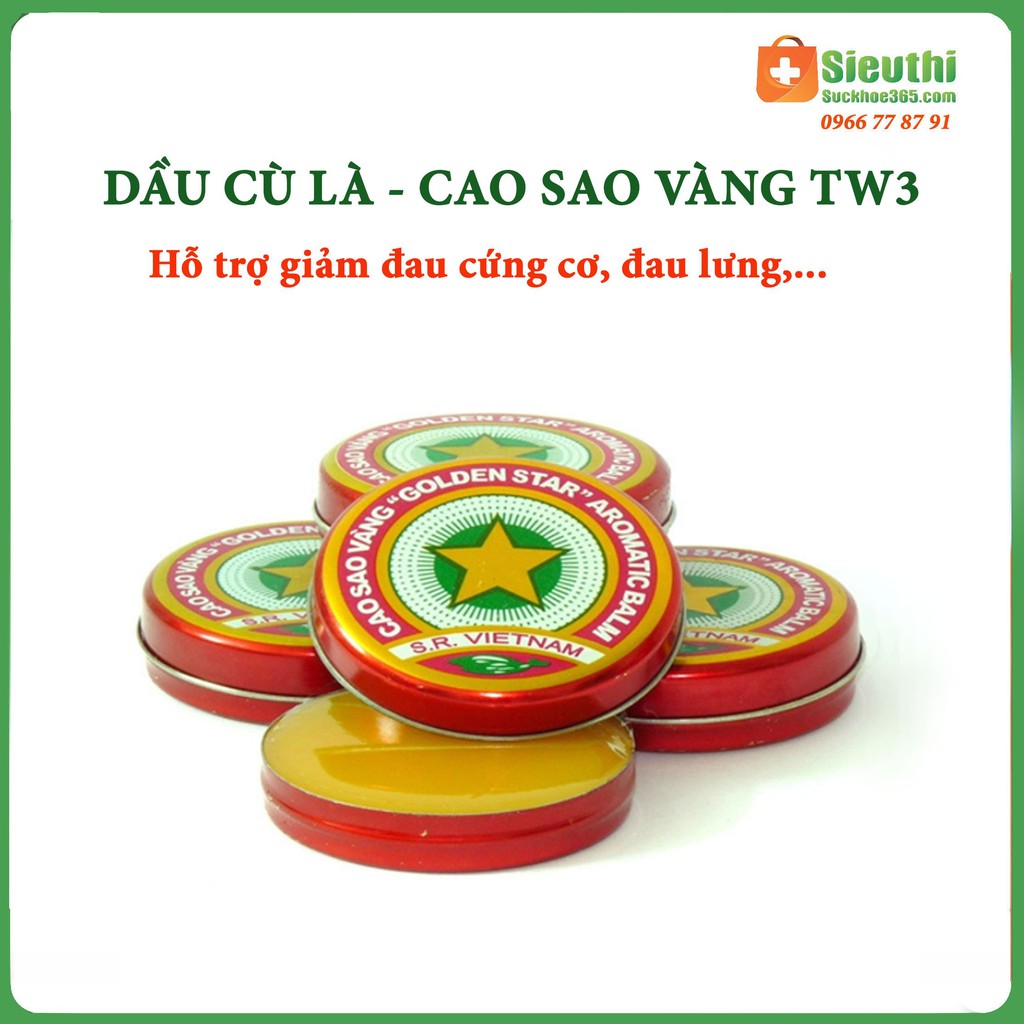 Cao Sao Vàng (Dầu Cù Là)- Hộp 3g- Đánh bay nhức đầu, đau bụng, say tàu xe