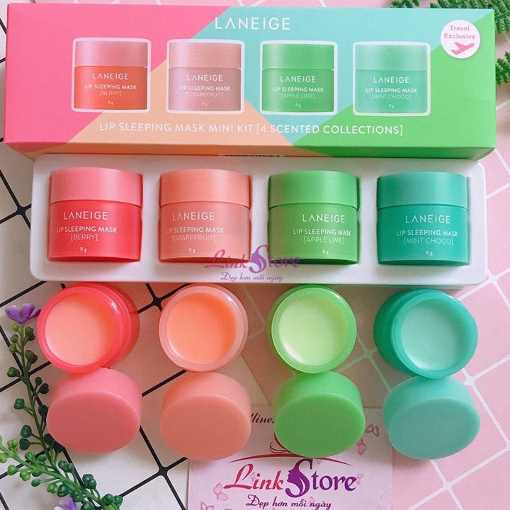 Set 4 lọ mặt nạ ngủ môi Laneige Lip Sleeping Mask Mini Kit 32g – HKB460