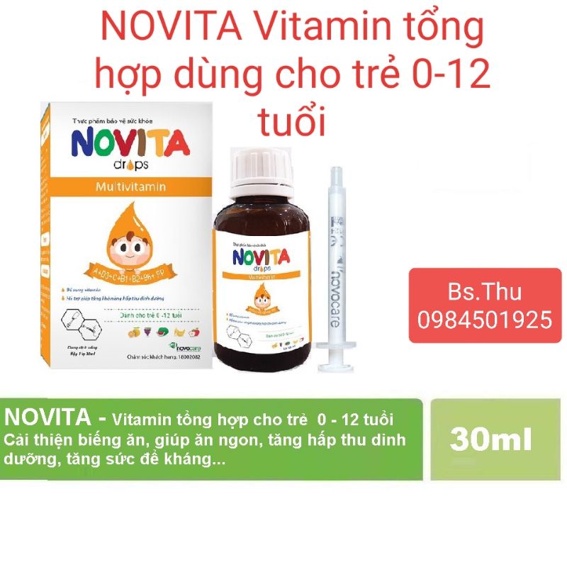 NOVITA DROPS Vitamin tổng hợp - Bổ sung vitamin thiết yếu dạng nhỏ giọt cho trẻ từ 0 THÁNG TUỔI