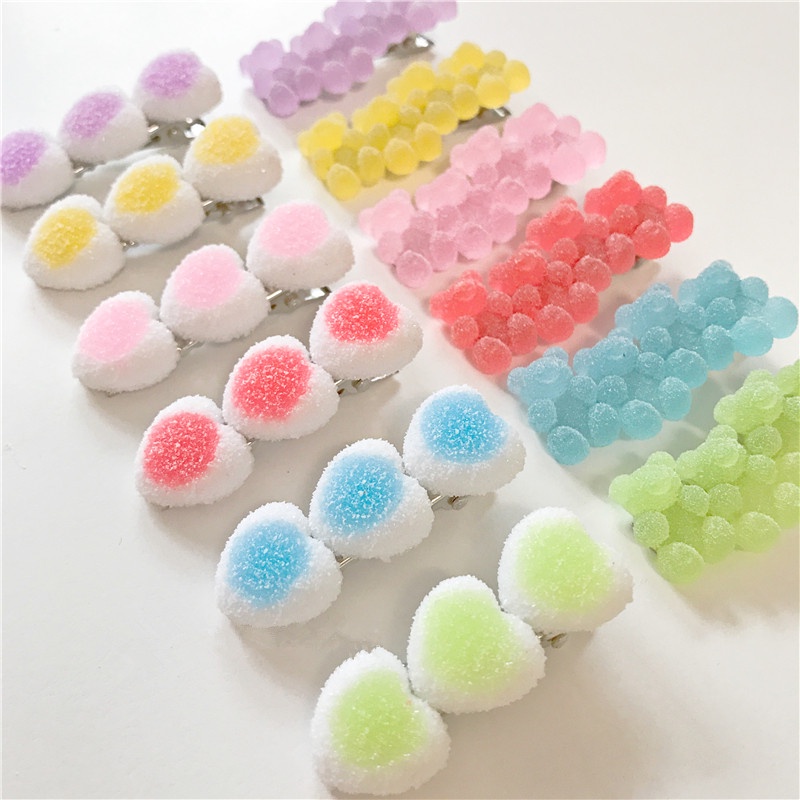Set 2 kẹp tóc We Flower hình kẹo / gấu / cầu vồng dễ thương xinh xắn cho bé gái