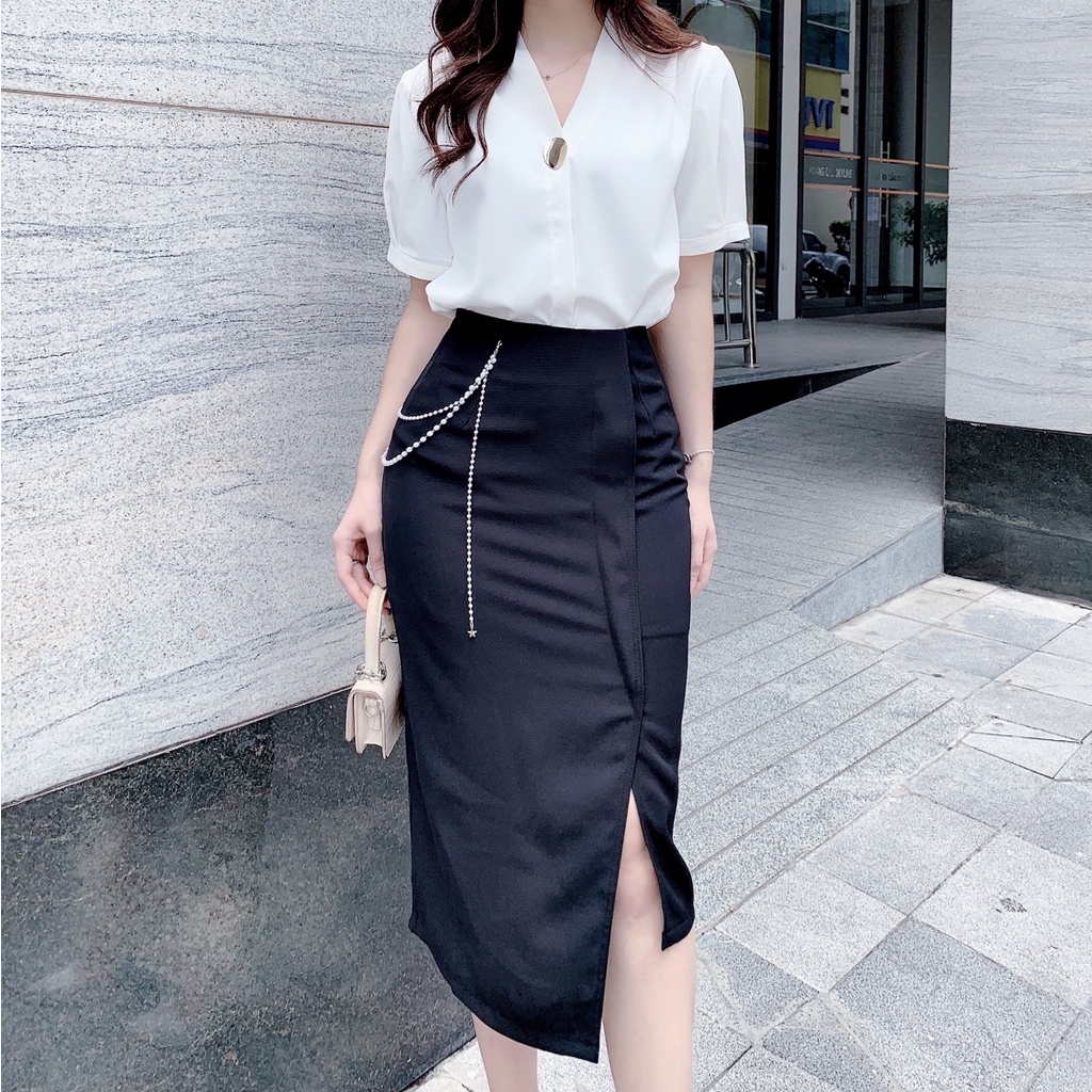 Chân váy nữ dài midi qua gối chữ A công sở 3 màu trơn HILA ( không kèm phụ kiện) ( Mã SP: CV868) | BigBuy360 - bigbuy360.vn
