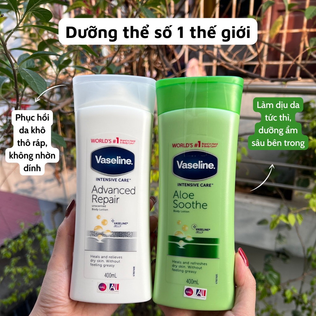 [TOP 1 SHOPEE] Dưỡng thể Vaseline Intensive Care 400ml (Bill Anh)