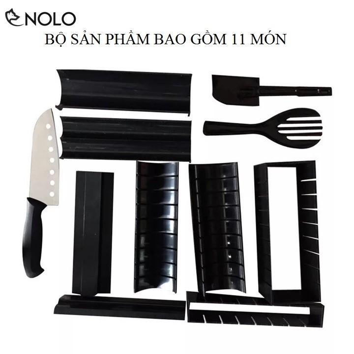 Bộ Khuôn Làm Sushi Kimbap 11 Món Chất Liệu Nhựa PP Thực Phẩm Tặng Kèm 1 Hộp Khăn Giấy Cellox 260 Tờ