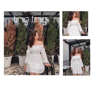 Váy trắng trễ vai tiểu thư
