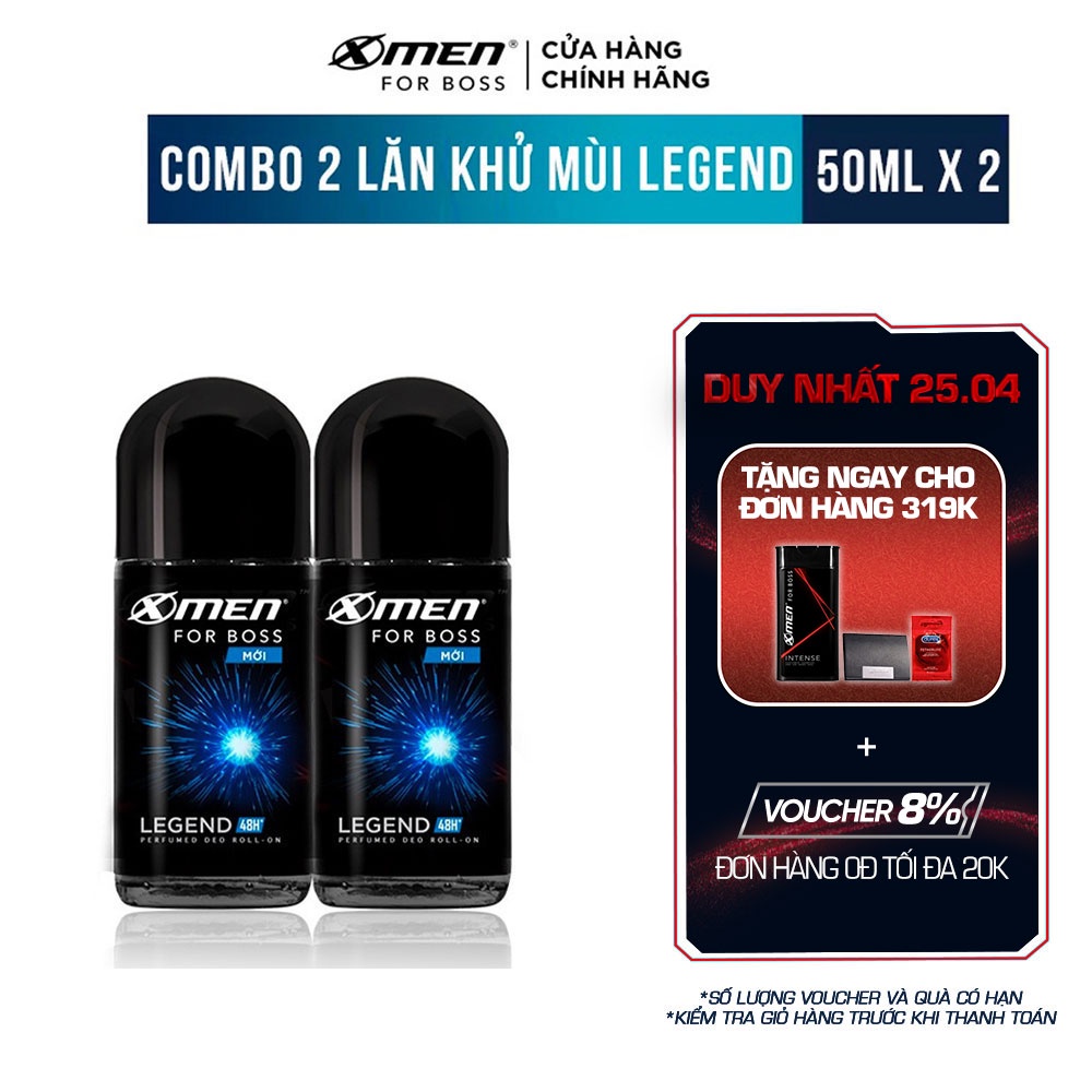 Combo 2 Lăn khử mùi X-men For Boss Legend 50ml/chai